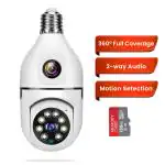 amiciVision 360 degree + 90 degreeDual Lens CCTV Camera - Crystal Clear Night Vision, Two-Way Audio, Smart Motion Detection, WiFi App Connectivity and 128GB Memory Card, 220 VAC