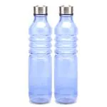Red Butler 750ml Colored Glass Bottle | Leak-Proof Airtight Stainless Steel Lid |Fridge Bottle for Water, Smoothies, Juices |Blue | Set of 2