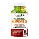 Nature Life Nutrition Plant Based Slim Plus with Garcinia Cambogia, Cumin, Konjac & 8 Herbal Extracts | Fat Loss, Weight Management & Appetite Suppressant| 60 Veg Capsules