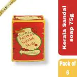 Kerala Sandal Premium Soap with Virgin Sandalwood Oil-Pack of 6 - 75g x 6nos