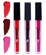 bq BLAQUE Matte Liquid Lip Gloss Combo of 3 Lipstick # 101-106-110 (12 ml, Orangish Red, Chocolate Mood, Soft Pink)