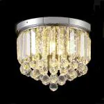 CRYSTA WORLD Just 1299 3-W White K9 Crystal Chandelier Fixture,Modern Flush Mount Ceiling Light Fixtures Raindrop Chandelier for Bedroom,Dining Room,Living Room, H 10.5