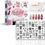 Royalkart Nail Art Stamping Kit Jumbo Image Plate With Multicolour Soft Nail Silicone Stamper and Scrapper