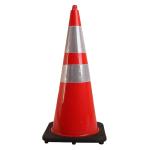 LADWA Superior Road Traffic Cone, 2.8 kg Pack of 1 cone 750mm, with 1 mtr chain + 1 hooks, (Safety Cone, Traffic Safety Cone, Road Safety Cone with Reflective Strips Collar)