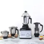 Wonderchef Sumo Silverado Mixer Grinder with 4 Stainless Steel Jars Silver & Black, 1000W