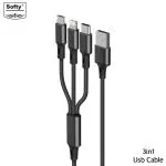 SOFTY NYLON BRAIDED 3 IN 1 MULTI-FUNCTIONAL 3.1A FAST CHARGING CABLE FOR MICRO USB, IOS AND TYPE-C SCLTM-403
