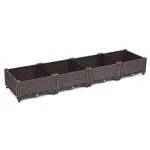 Livzing Self Watering Container Garden Kit with Drain Hole-Garden Bed Vegetable Planters Box-Gardening Containers to Grow Microgreens,Herbs, Leafy Vegetables at Home Garden-Pack of 4 (Brown)