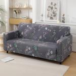 HOKIPO 3 Seater 140 GSM Stretchable Sofa Cover, Bentonite Grey Budding Florals