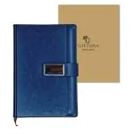 Giftana Leather Notebook Diary with Magnetic Overlap Lock, Document Organizer Diary for Office Personal Daily Planner Notebook Diaries, A5 Size, 192 Pages, Corporate Gifts for Employee - Blue