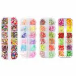 Royalkart 4 Boxes 3D Fruit Polymer Slices DIY Nail Art Slices Colorful Crystal Flower Fruit And Multi Design