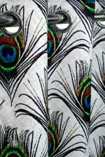 Parda Online White Printed Polyester Eyelet Art Window Curtain 7ft (Pack of 2)