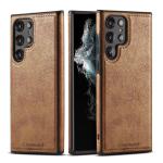 LIRAMARK PU Leather Flexible Back Cover Case Designed for Samsung Galaxy S22 Ultra (Brown)