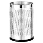 SHREE SHYAM KITCHEN WARE Stainless Steel Dustbin for Home and Kitchen Silver Paper Recycle Bin Trash Can with Round Perforation Dustbin Stainless Steel for Kitchen Home School and Office | Piece of 1