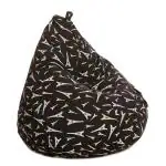 Style Homez Classic Cotton Canvas Carbon Black Abstract Printed Bean Bag XXXL Cover Only