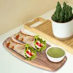 appeasy Flat Shape Serving Platters Tray With Ceramic Dip Bowl for Starters, Snacks ,Kebabs-1pc