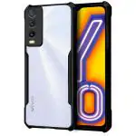 Fashionury Back Cover for Vivo Y20 / Vivo Y20i | Four Corner Hybrid Soft PC Anti Clear Gel TPU Bumper Case [Shock Proof] [Anti-Slip] [Scratch Resistant] (Black)
