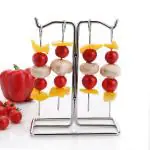 Urban Snackers Silver Stainless Steel 4 Barbeque Skewers Sticks with Stand