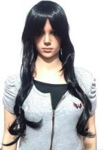 Air Flow Long Hair Wig Black Polyester Women