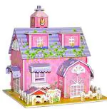 TOYRIX 3D Puzzle Card Board Pink House Jigsaw Puzzles For Boys and Girls