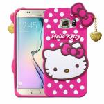 Indiacase Samsung Galaxy S6 Edge Pink Rubber Shock Proof, Dual Protection, Silicone, 3D Catoon Kitty, Shock-Absorbent, Wireless Charging Compatible Cases & Covers