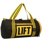 AUXTER Hustle Black yellow Polyester Gym duffle bag with shoe compartment 25 L
