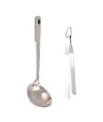 FIRST FRONT Stainless Steel Kitchen Tools Chamcha With Roti Chimta (Multicolour, Pack of 2) l Kitchen Tools l Essential Kitchen Tools l Tools l Kitchen l Utensils l Stainless Steel Tools l Steel Kitchen Tools l Metal Tools