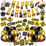 Zyozique Pubg Theme Party Supplies for Boy Birthday Decorations Favors with Banner,Photo Booth, Hanging Swirls and Balloons( Pack of 55)