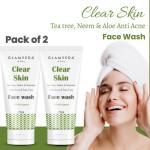 Glamveda Clear Skin Tea Tree, Neem & Aloe Vera Anti Acne Face Wash | Pack of 2