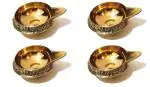 athizay Brass Diya for Diwali Decoration | Gifts | Pooja Item Small Designer Brass Diya (Pack of 4)