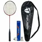 TRIUMPH Badminton Racket, Badminton Shuttle Cock, Badminton Racquet Triumph Magic 1 Pc with 10 Pc Triumph Wings Feather Shuttlecock & Full Racket Cover