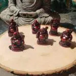 DAILY FEST Set of 6 Cherry Color Laughing Buddha in different Poses Decorative Showpiece