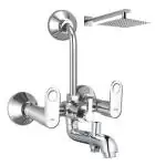 ZAP Brass Geo Series Wall Mixer with Overhead Shower System Set and 125 mm Long Bend Pipe