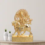 DARIDRA BHANJAN - Metal Handmade Goddess Maa Durga Statue | For Home | Temple | Office | Durga Pooja | Navratri Pooja Special Murti Idol (Gold).