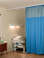 Lushomes Polyester Dark Blue Zig Zag ICU Partition Net Hospital Curtain 120 cm x 215 cm