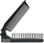 Xester Black Plastic Anti-Static Portable Travel Folding Pocket Double Headed Hair Brush