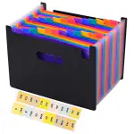 Wynhard Expanding File Folder for Documents A4 Size 24 Pockets Accordion Document Storage File Organizer Document Holder File Plastic Paper Rainbow File Folder Briefcase Wallet Office Business Filing