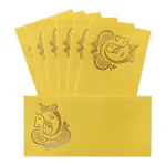 Alvika - Pack of 25 Matellic Bright-Yellow Colourful Designer Shagun Lifafa/Money Gift Envelope with Golden Ganesha for Gifting Money on Wedding, Birthday & Any Other Occasion