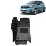 Kingsway 7D Car Floor Foot Tray Mats for Tata Tiago EV, 2023 Onwards Model, 100% Waterproof Washable, Black, Made with Top-Notch PVC Material, Complete Set of 3 Piece