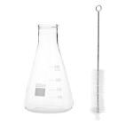 ABGIL Borosilicate Glass Erlenmeyer Narrow Mouth Graduated Conical Flask 250 ml With Compatible Cleaning Brush