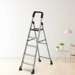 Asian Paints TruCare Home Superior 5-Steps Ladder, Foldable with Slip-Resistant Wide Aluminum Steps, Heavy Duty with Anti-Skid Feet, Double-Locking Technology for Safety Hand Grip