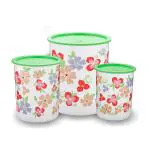 SOPL-OLIVEWARE Plastic Container- 2200 ml, 1350 ml, 850 ml, 3 Pieces, Green