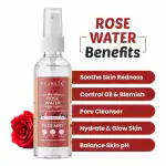 PEARLIX Rose Water Toner (100ml) Hydrating Facial Mist for Dry Combination & Radiant Skin, 100% Vegan, Refreshing, Soothing |