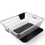 Quistal Stainless Steel Utensil Holder with Water Draining Tray - Dish Drainer Basket