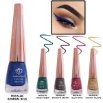 Looks United New Fashion Shimmer Glitter Metallic Eyeliner (Metallic Admiral Blue, Metallic Forest Green, Metallic Brunette Brown, Metallic Blush Pink, Metallic Canary Yellow)Pack Of 5
