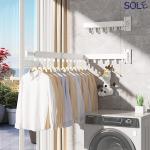Sole Module Wall Mounted Three Folding Clothes Drying Rack, Laundry Rack for Drying Balcony Cloth Drying Rack,White