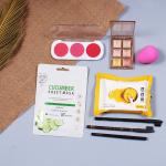 Rose Leaf EyeShadow Palette, 3 in 1 Blusher, Blender, Face Mask Sheet, Wet Pipes, 2 pcs Eyebrow Pencil , Kajal Pencil Full Combo for Women|Premium Quality