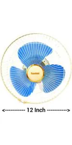 Santosh Cabin Fan 12 Inch 300 mm Ultra High Speed 3 Blade Wall Fan (White Blue, Pack of 1)