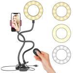 Eyuvaa Black Upgraded Selfie Ring Light With Shutter And Cell Phone Holder Stand For Live Stream