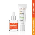 DERMINA Vitamin C Face Serum with SPF50+ Silicone Sunscreen Gel All Skin Type (Combo Pack, 20g,50g)