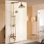 SANIKART Wall Mount Antique Brass Dual Handles Swivel Tub Spout Rain Shower Faucet Set Shower panel